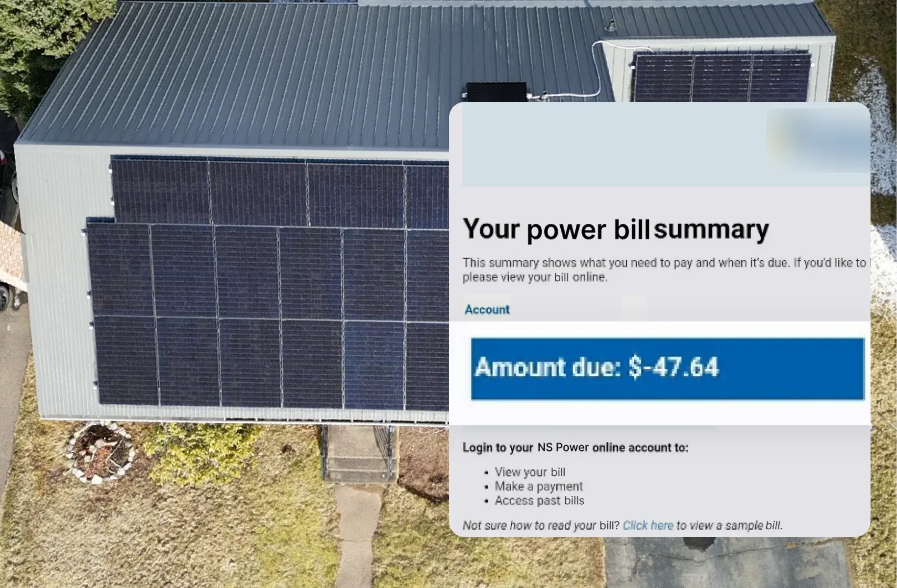 Actual bills comparison before and after solar panels installed.